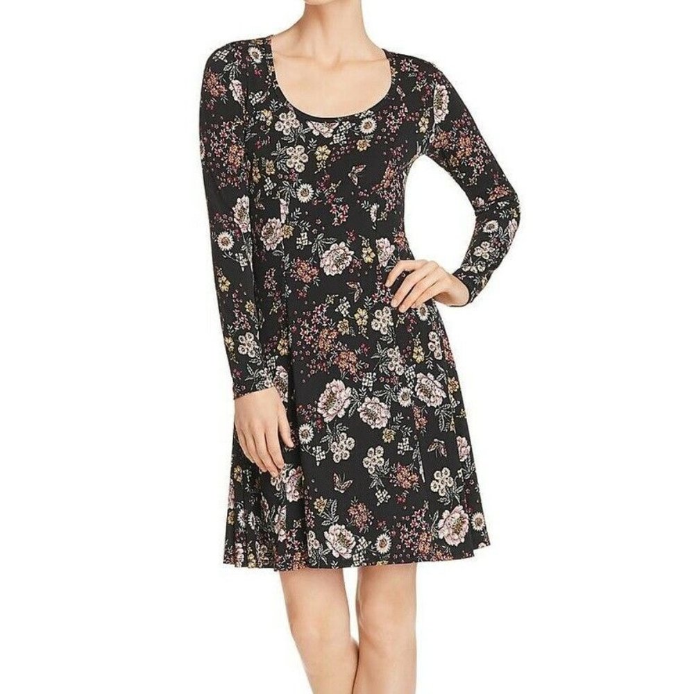 Robert Michaels M Black Pink Floral Dress NWT CJ64